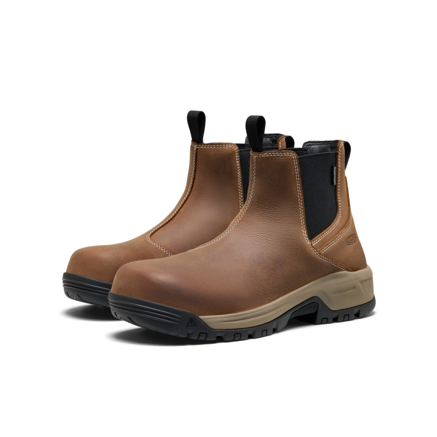 Men's Evanston Chelsea Waterproof Work Boot (Carbon Toe) | Bison/Black - Image 2